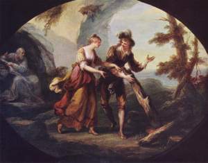 Maria and Ferdinand in The Tempest by Angelica Kauffman, 1782. My favorite and possible inspiration cover for "Never Until This Day."