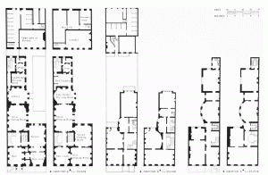 The first two floor plans here are the renovated layout of No. 26 (formerly 23) Grosvenor Square, known as Derby House. The changes were commissioned by the future 12th earl when he came of age and inherited the family London house, but before he inherited the earldom.