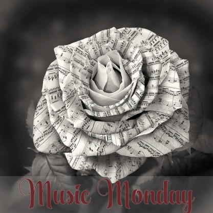 Beautiful black and white rose with note on the petals